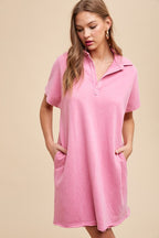 Simple Classic Pink Short Sleeve Dress Comfortable Women Dress Minimalist Casual Design Stevvex