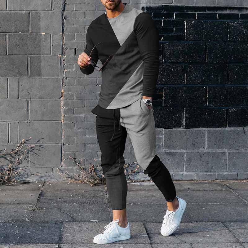 Round Neck Long Sleeve T-shirt Trousers Suit Men Lootquake LLC