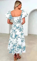 Puff Sleeve Maxi Dress - Romantic Flowy Dress | Femstylo