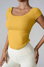 Round Neck Short Sleeve Active T-Shirt THRIXINE
