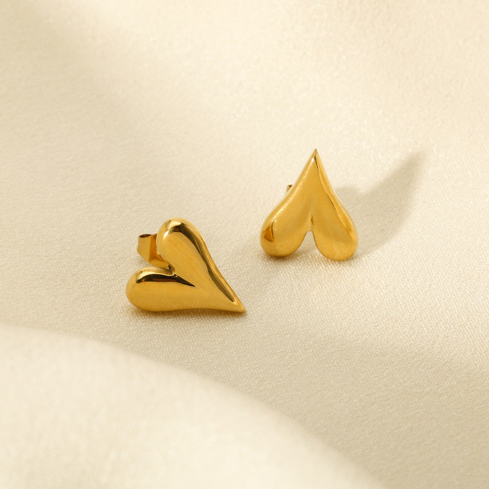 New Titanium Steel Love Heart Earrings Fashion Stainless Steel Pi-Mart