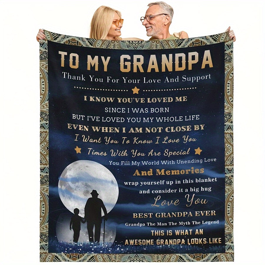 Grandpa's Ultimate Gift Blanket - Soft, Warm & Versatile for All Seasons | Perfect for Birthdays, Holidays & Anniversaries | Machine Washable Polyester with Unique Print Design Grandson Blanket From Grandma Vintage Blanket Lootquake LLC