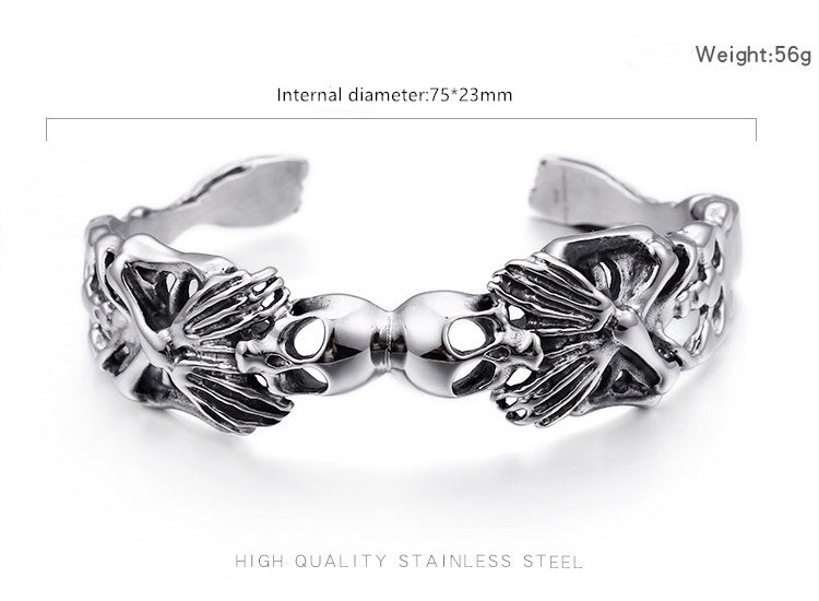 Men's Stainless Steel Skull Opening Bracelet