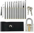Locksmith Hand Tools Lock Pick Set Transparent Visible Cutaway Practice Padlock With Broken Key Removing Hooks 15pcs set Pi-Mart
