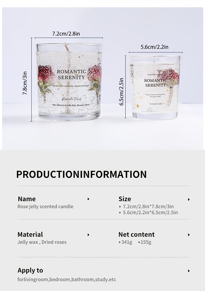 Rose Jelly Scented Candle for Aromatherapy, Romantic Atmosphere - Ideal for Birthdays, Valentine's Day, Anniversaries, Thanksgiving, Christmas - 1pc, Soy Wax in Glass Jar Lootquake LLC