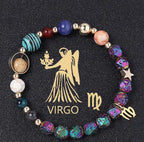 Natural Volcanic Rock Electroplating Twelve Constellations Bracelets
