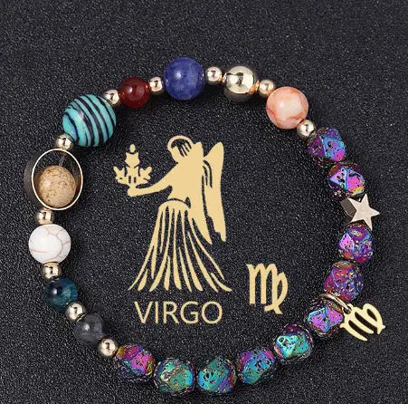 Natural Volcanic Rock Electroplating Twelve Constellations Bracelets