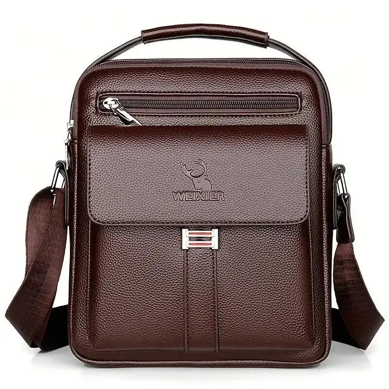 Leather Messenger Crossbody Shoulder Bag For Men Work Business Casual Adjustable Straps With  Metal Zipper - SJB-DIAMOND ELITES