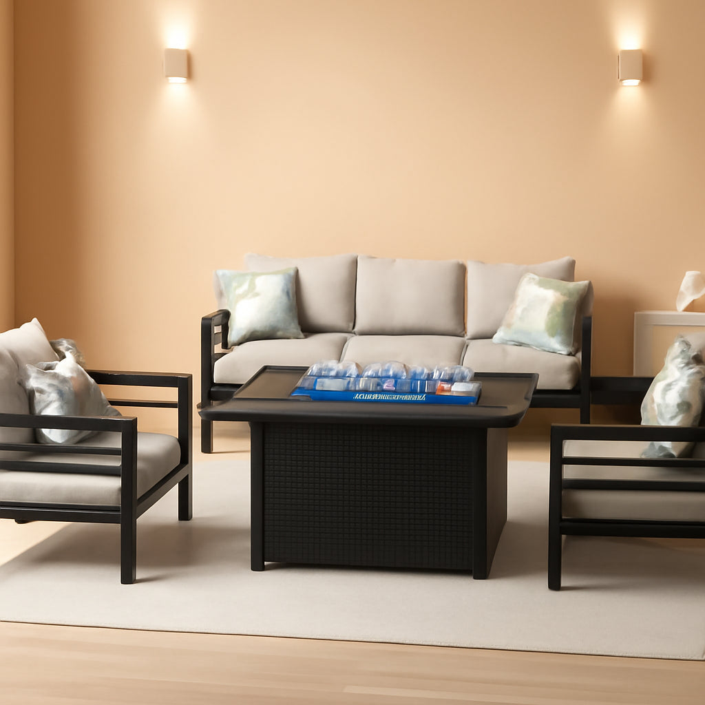Aluminum 5 Piece Patio Furniture Set With Fire Pit Table Lootquake LLC