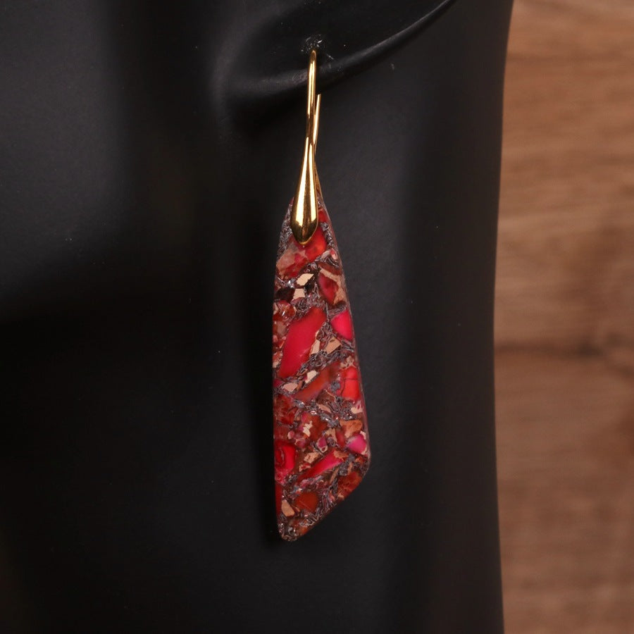 Bohemian Emperor Stone Geometric Pendant Earrings Pi-Mart