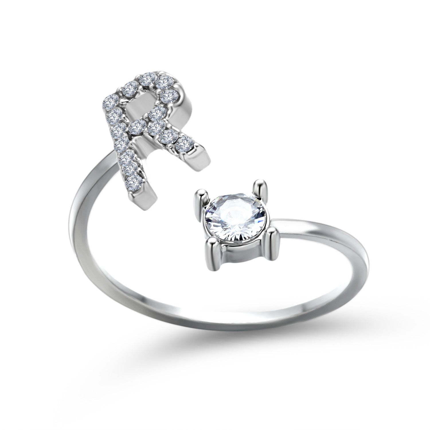 Adjustable 26 Initial Letter Ring Fashion Jewelry For Women Simple Elegant Jewelry Pi-Mart