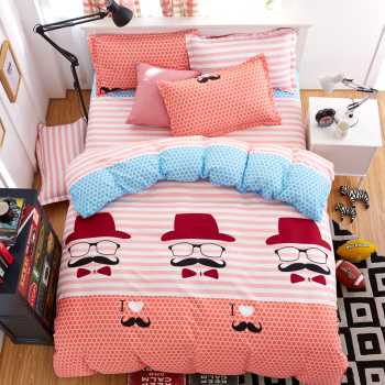New Quilt Cover Simple Bed Sheet Cartoon Supplies Four-piece Set Pi-Mart