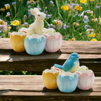 Pastel Easter Tidbit Dish Dolomite Bunny Or Bird 7in Spring Table Decor BandsCo Straps