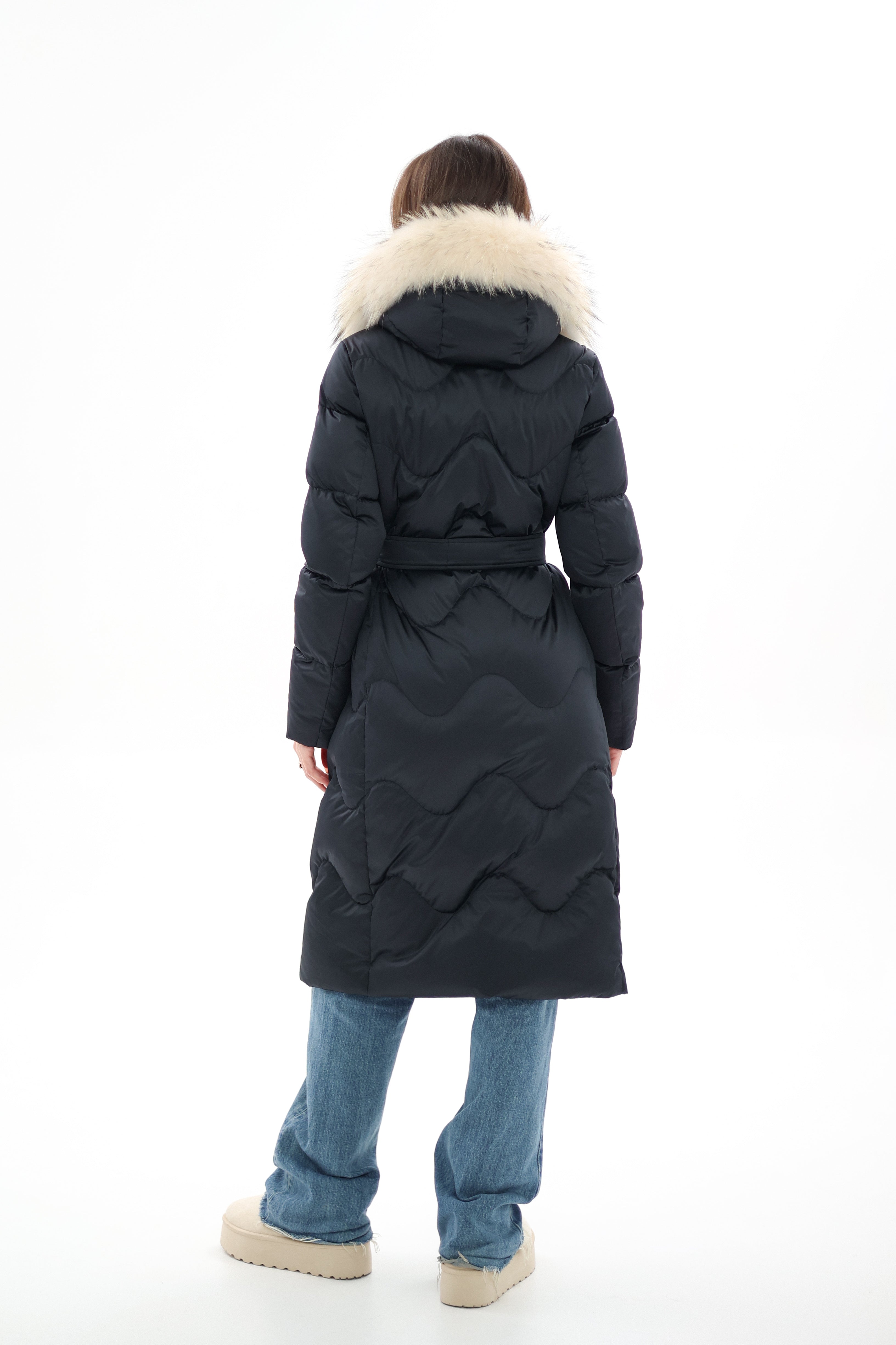 Genuine Fur Trim Down Fill Coat