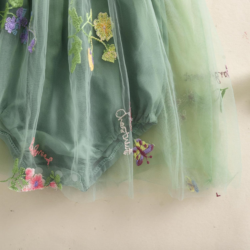 Baby Girl Halloween Costume Butterfly Wing Mesh Flower Sleeveless Tulle Fairy Romper Dress Birthday Tutu Dress - SJB-DIAMOND ELITES