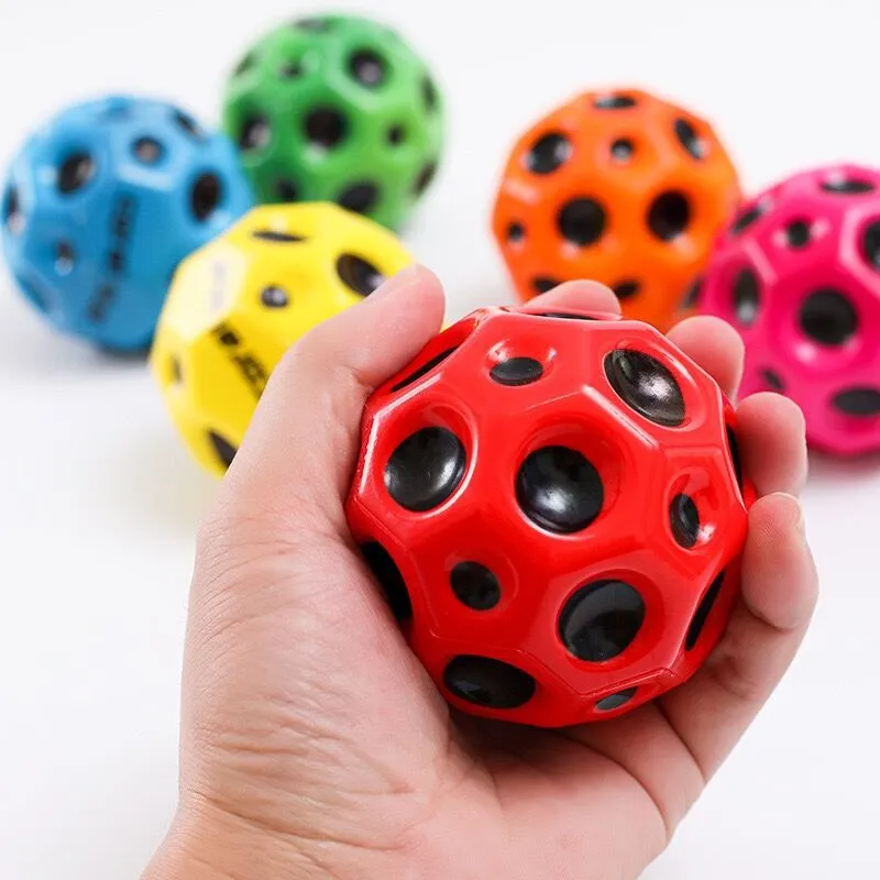 Hole Ball Soft Bouncy Ball Anti-fall Moon Shape Porous Bouncy Ball Kids Indoor Outdoor Toy Ergonomic Design Pi-Mart