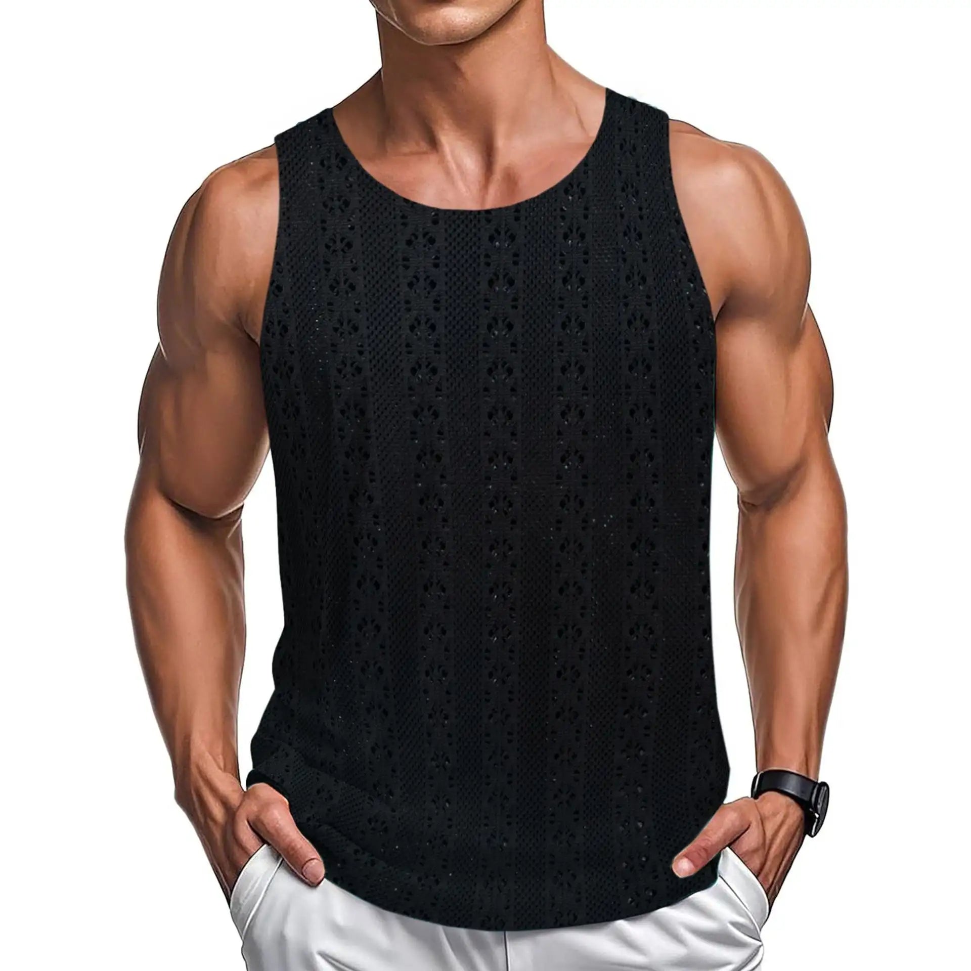 Round Neck Casual Beach Style Loose Vest