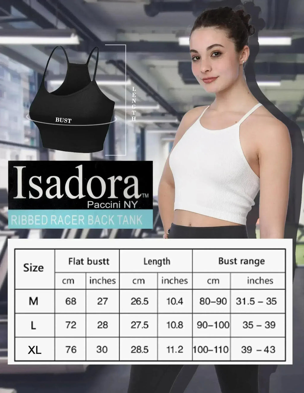 Isadora Paccini Ribbed Crop Top - Sleeveless Scoop Neck - SJB-DIAMOND ELITES