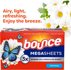 Bounce Mega Dryer Sheets, Fresh Breeze, 130 Count, Mega Fabric Softener Sheets with Static Control, Wrinkle Reduction, Extra Softness, Lasting Scent, Repels Lint EasyOptionXY LLC