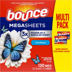 Bounce Mega Dryer Sheets, Fresh Breeze, 130 Count, Mega Fabric Softener Sheets with Static Control, Wrinkle Reduction, Extra Softness, Lasting Scent, Repels Lint EasyOptionXY LLC