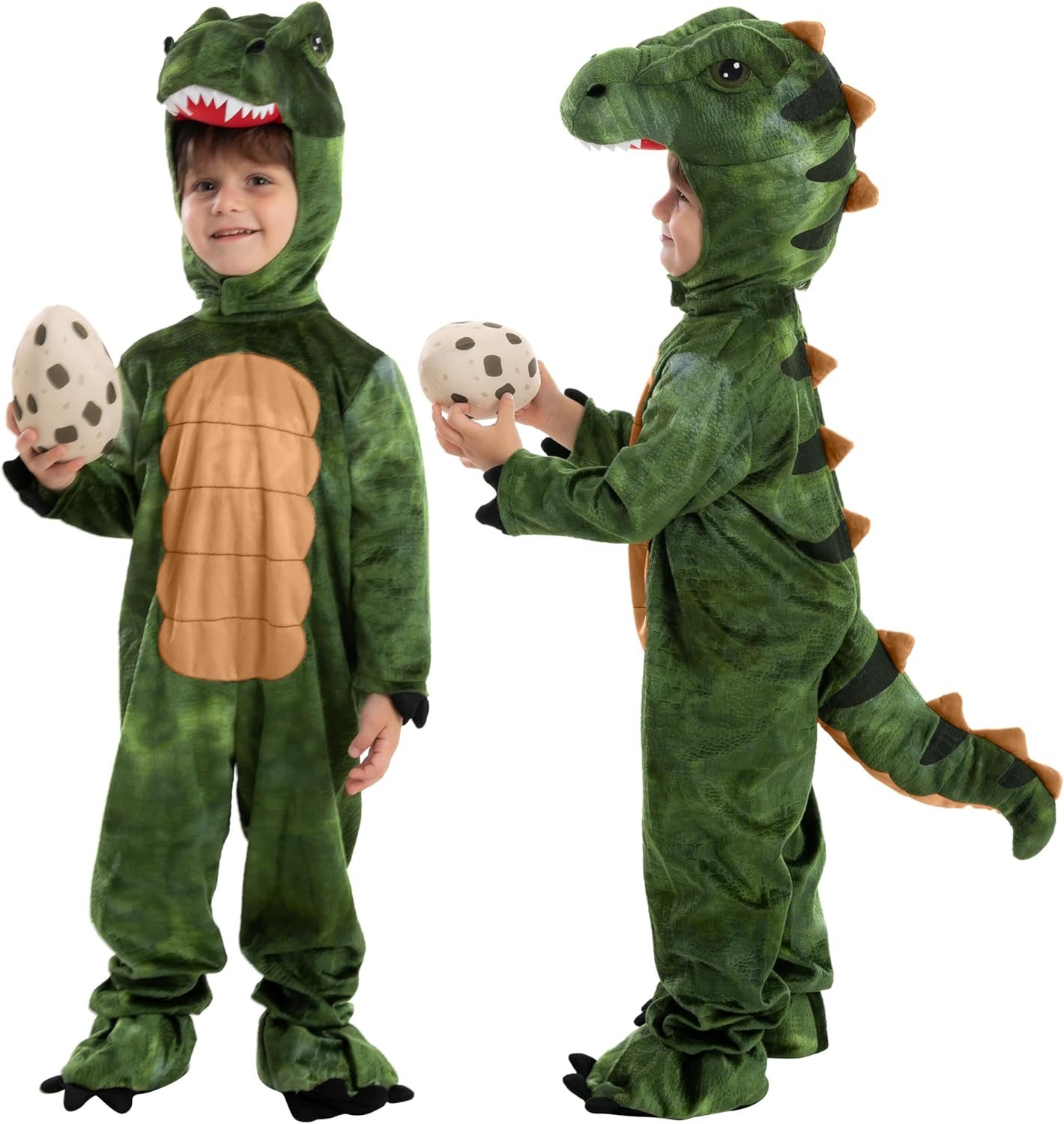 Realistic T-rex Costume Outfit Dinosaur Jumpsuit with Egg for Kids Toddler Halloween Dress-up Party - SJB-DIAMOND ELITES