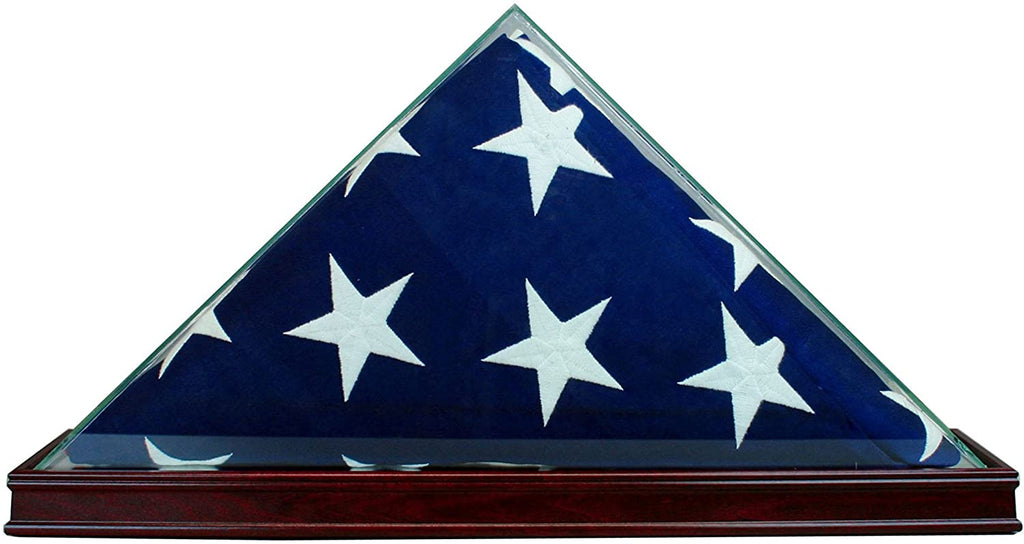 Perfect Cases All Glass Flag Display Case for 9.5' X 5' Flag with Engraving (Black). The Military Gift Store