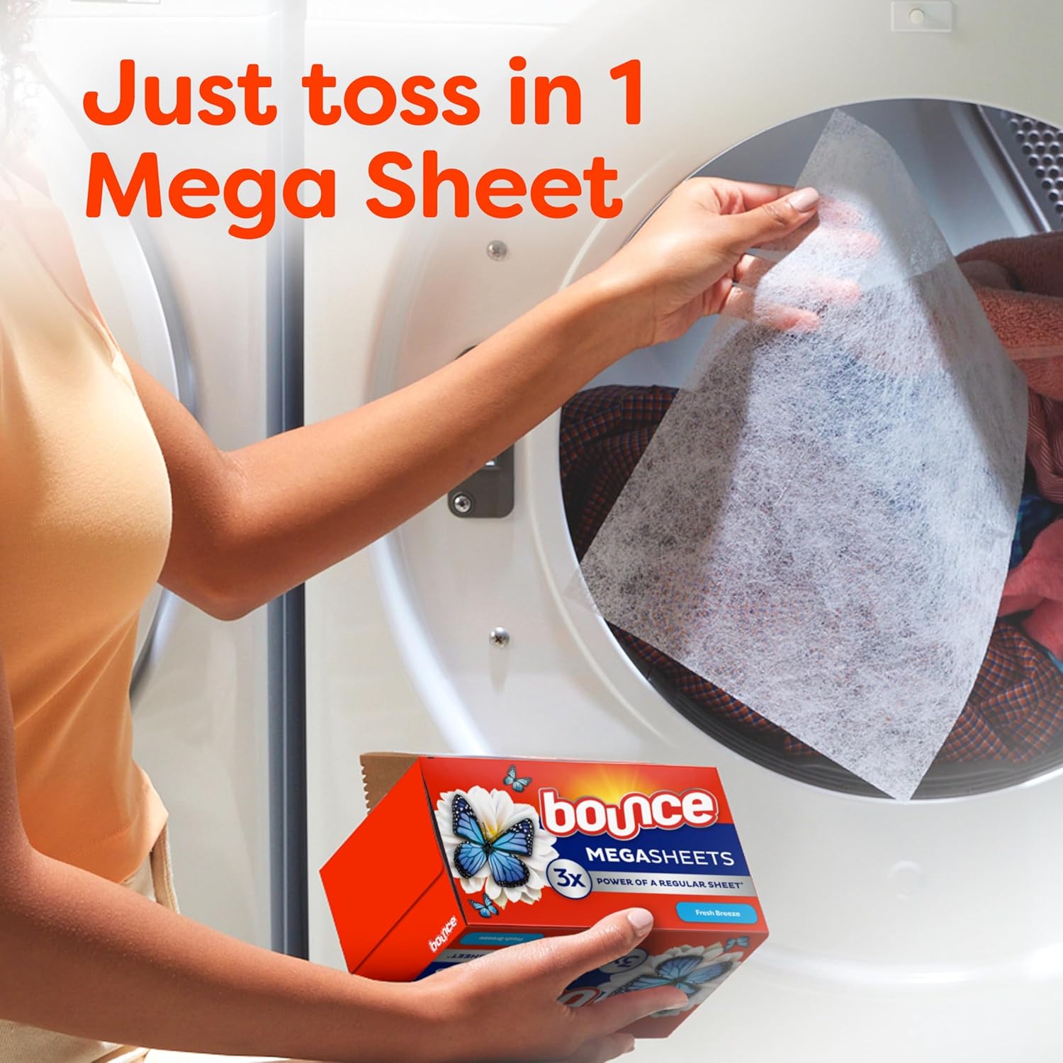 Bounce Mega Dryer Sheets, Fresh Breeze, 130 Count, Mega Fabric Softener Sheets with Static Control, Wrinkle Reduction, Extra Softness, Lasting Scent, Repels Lint EasyOptionXY LLC