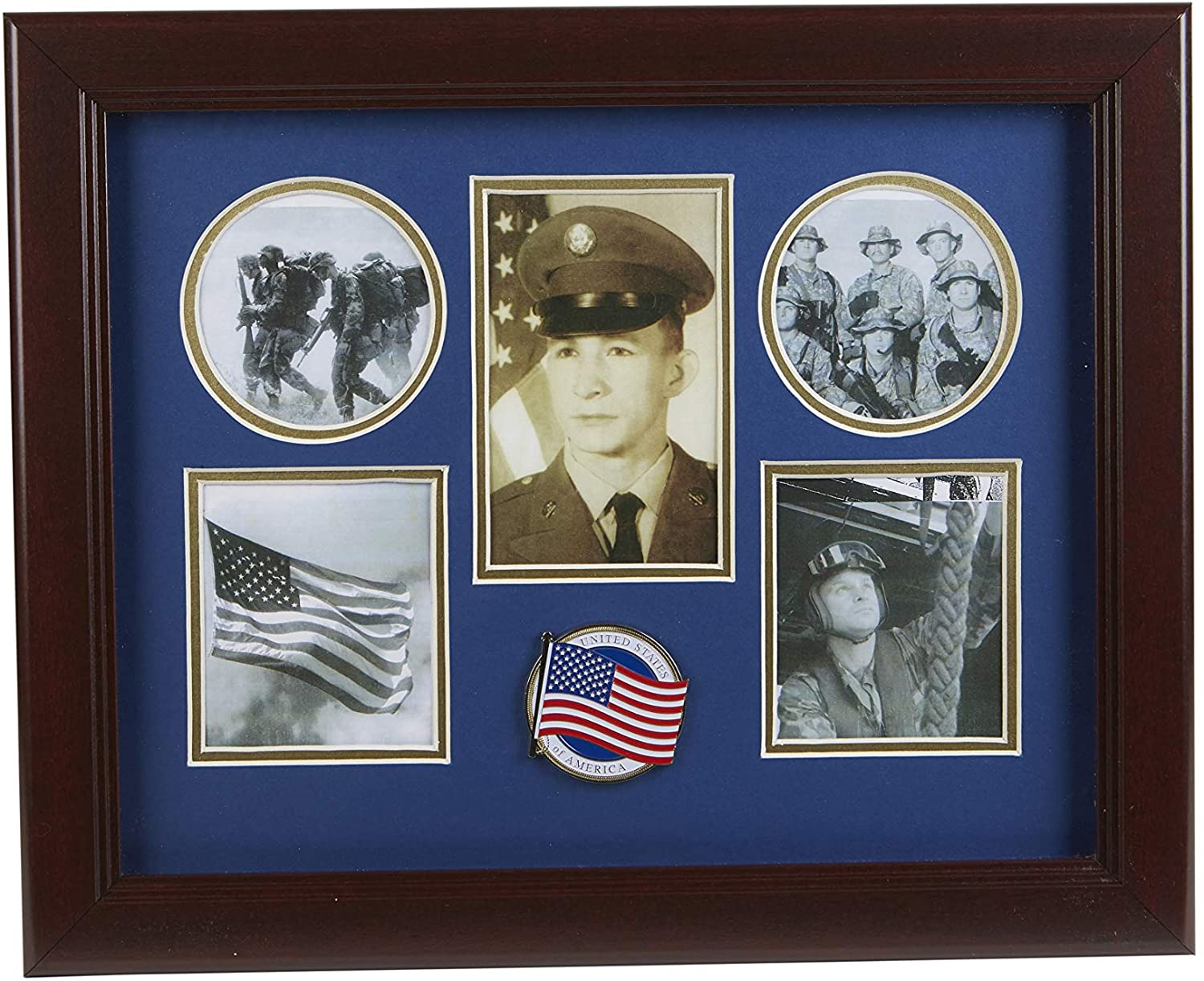 The Military Gift  Store Products Frame American Flag Medallion 5-Picture Collage Frame. The Military Gift Store