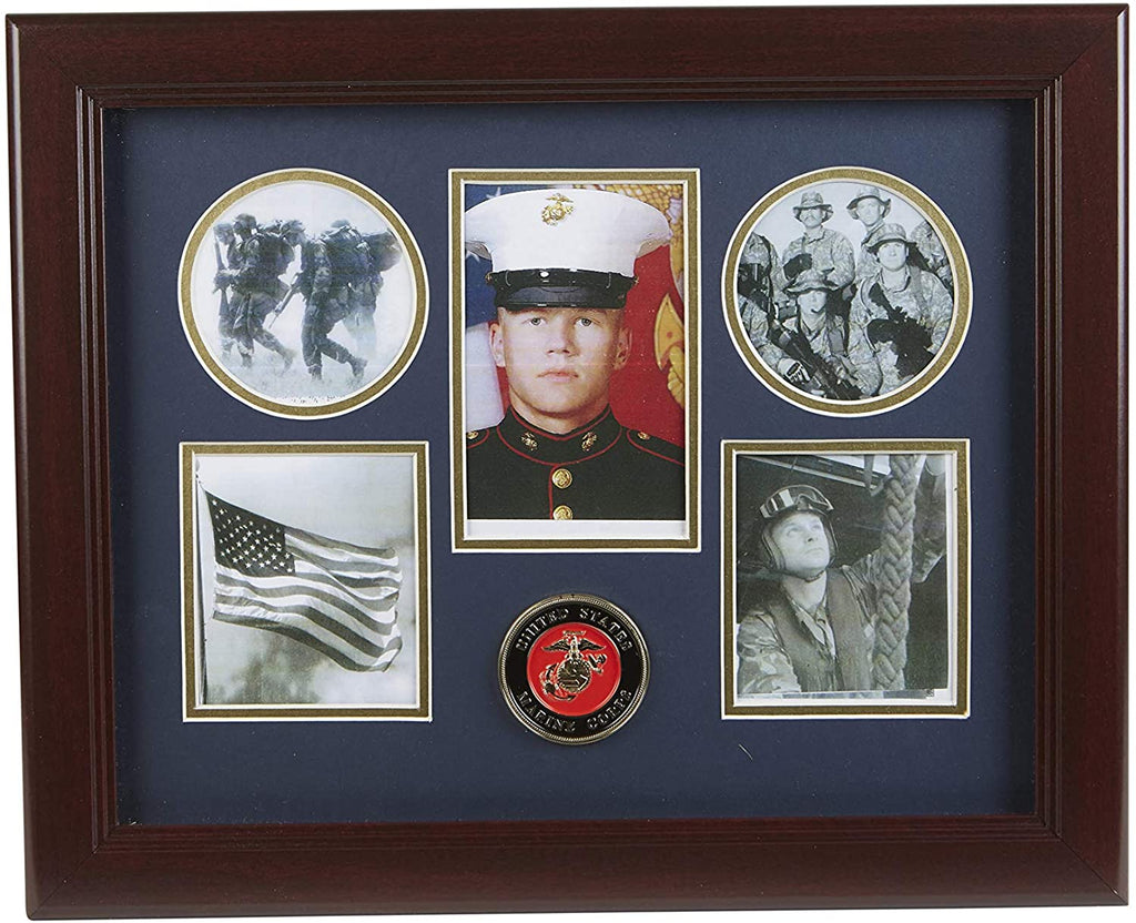 The Military Gift Store United States Marine Corps Medallion 5 Picture Collage Frame with Stars. The Military Gift Store
