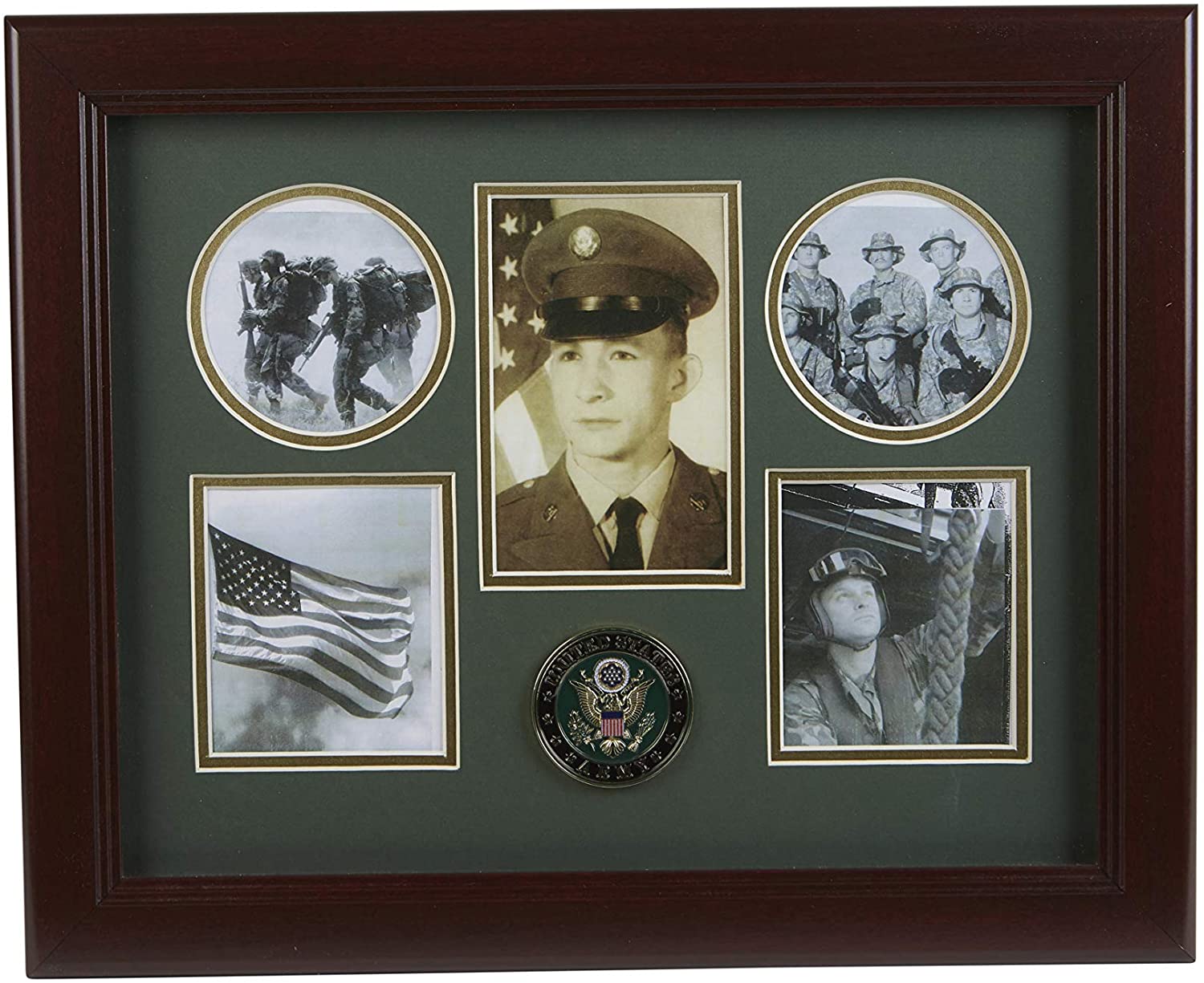 The Military Gift  Store Army Medallion 5 Picture Collage Frame with Stars. The Military Gift Store