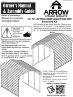 Arrow 20' X 9' One-Sided Carport Enclosure Wall Kit For 7' Or 9' Carports, Heavy-Duty Galvanized Steel Carport Enclosure Panel, Lootquake LLC