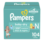 Pampers Baby-Dry Diapers Size Newborn, 104 Count