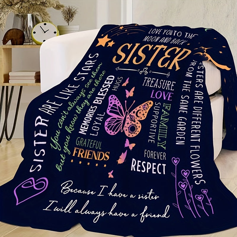 1pc Warm Super Soft Envelope Blanket, High-definition Printing Gift Blanket For Sisters, Flannel Blanket, Air Conditioning Office Nap Blanket