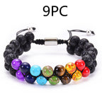 Natural Tiger Eye Stone Lava Lava Stone Double Row Bracelet Pi-Mart