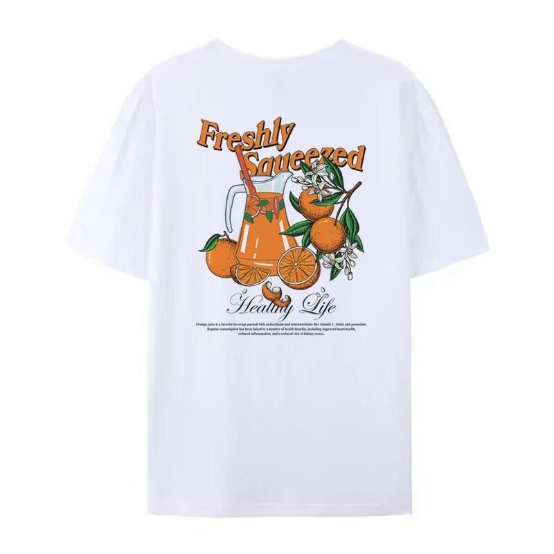 Orange Fruit T-Shirts Back Print Loose Botanical T Shirt Wom Lootquake LLC