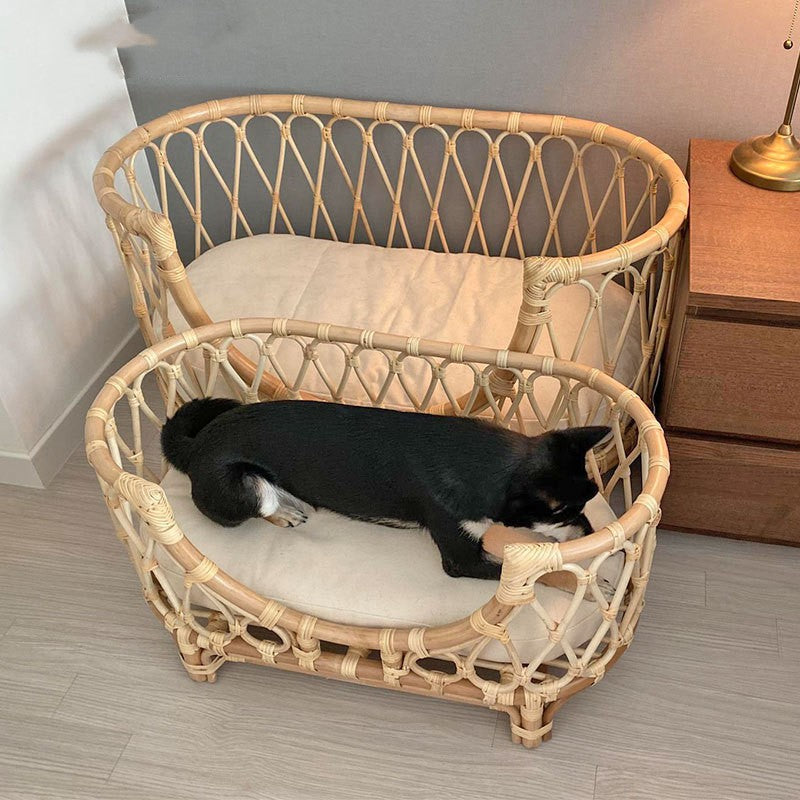 Pet Bed Handmade Rattan Woven Pet Bed Sofa For Dogs Pi-Mart