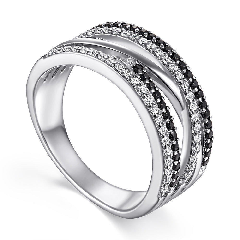 Women's Fashion Wide Cross Ring In Sterling Silver Pi-Mart