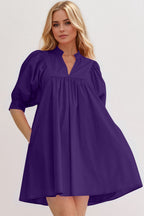 Pink Puff Sleeve Mini Dress Casual and Feminine Dress for Women Simple Classic Summer Dress Stevvex