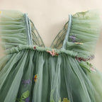 Baby Girl Halloween Costume Butterfly Wing Mesh Flower Sleeveless Tulle Fairy Romper Dress Birthday Tutu Dress - SJB-DIAMOND ELITES