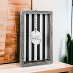 Farmhouse Modern Wooden Tray Black White Striped Decorative Serving Tray 10 x 6 x 1.5 Inch BandsCo Straps