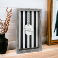 Farmhouse Modern Wooden Tray Black White Striped Decorative Serving Tray 10 x 6 x 1.5 Inch BandsCo Straps