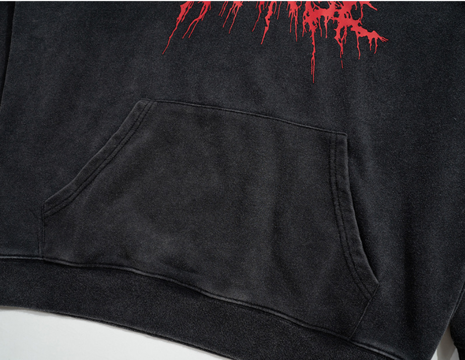 Printed drop hooded hoodie Pi-Mart