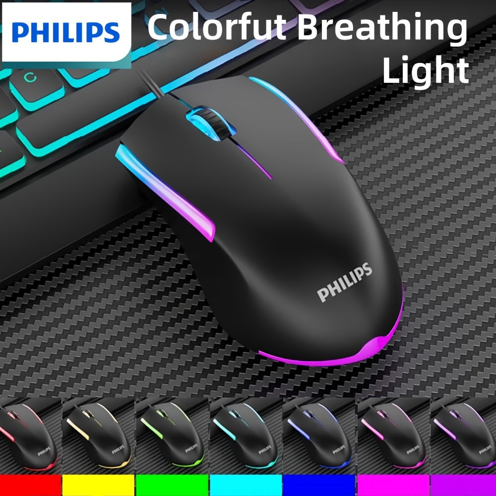 Wired Gaming Mouse with LED Backlight, 1200 DPI Optical Sensor, Ergonomic Design, ESports Games Theme, Right-Hand Orientation, Non-Slip Silicone Rollers, Battery-Free Operation for Windows/PC/Mac/Laptop