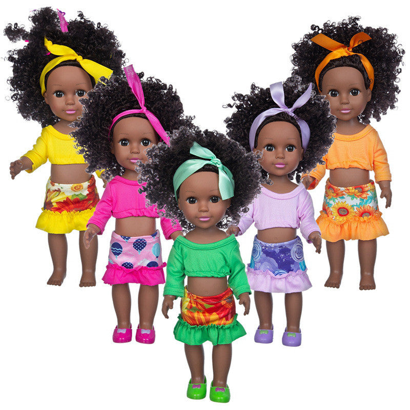 African 14 Inch Doll Simulation Baby Black Doll Pi-Mart