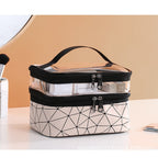 Multifunctional double-layer cosmetic bag, transparent storage bag, travel portable tote bag, large-capacity waterproof toilet bag - SJB-DIAMOND ELITES