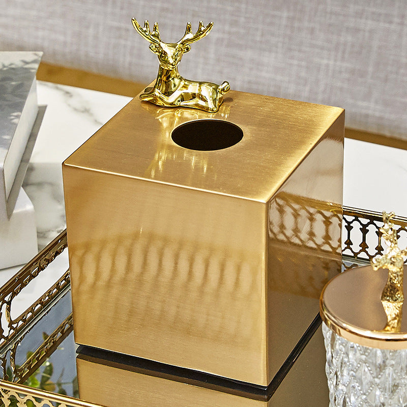 Brass Metal Small House Tissue Box Pi-Mart
