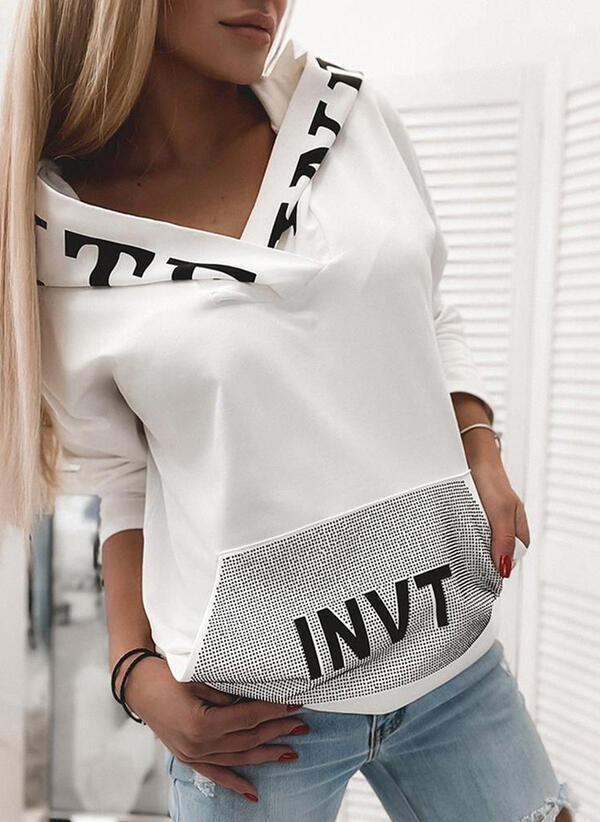 Pocket Hooded Letter Pullover Sweatshirt Pi-Mart