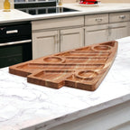 Oversized Acacia Wood Christmas Tree Charcuterie Board With Sectioned Serving BandsCo Straps