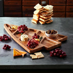 Oversized Acacia Wood Christmas Tree Charcuterie Board With Sectioned Serving BandsCo Straps