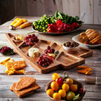 Oversized Acacia Wood Christmas Tree Charcuterie Board With Sectioned Serving BandsCo Straps